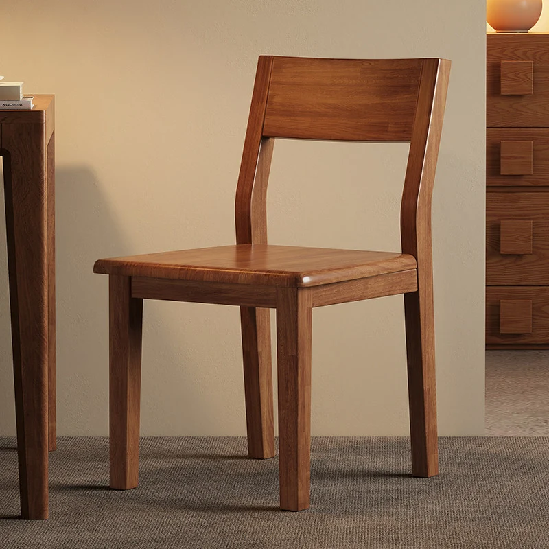 Contemporary Nordic Rectangular Rubberwood Solid Wood Dining Chair Backrest Armless For Dining Room & Kitchen