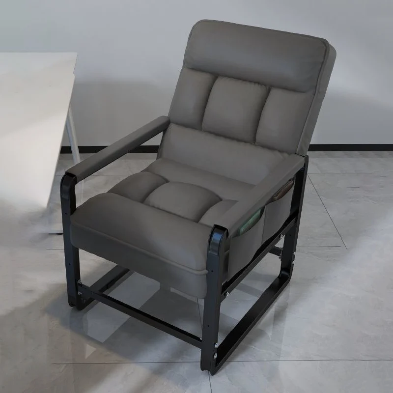 Modern Minimalist Rectangular Carbon Steel Synthetic Fabric Foldable Accent Chair Backrest Armrest For Living Room