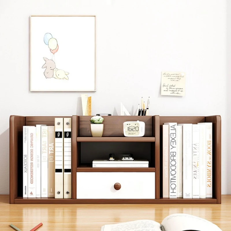 Contemporary Scandinavian Rectangular Medium-Density Fiberboard Desktop Storage Shelf 1-Drawer For Study & Bedroom