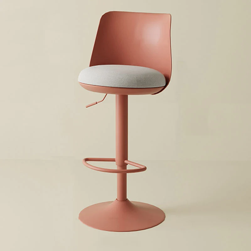 Contemporary Nordic Curved PP Plastic Iron Cotton Linen Liftable Bar Stool Backrest Armless For Dining Room
