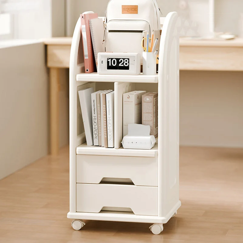 Modern Minimalist Eco-Friendly HDPE Arched Movable Storage Shelf 2-Drawer For Living Room