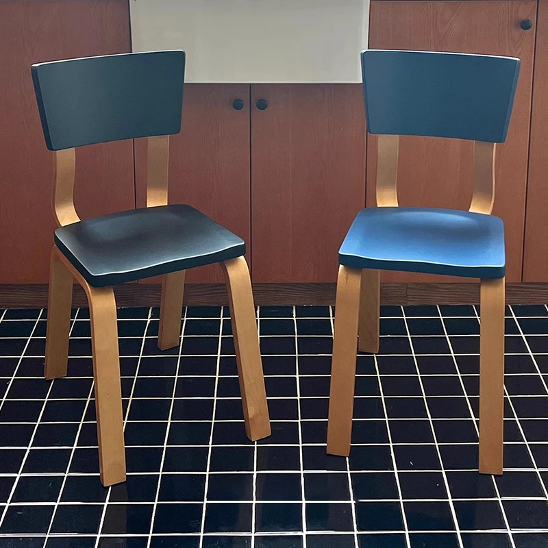 Contemporary Nordic Rectangular Birch Plywood Dining Chair Backrest Armless For Dining Room & Kitchen