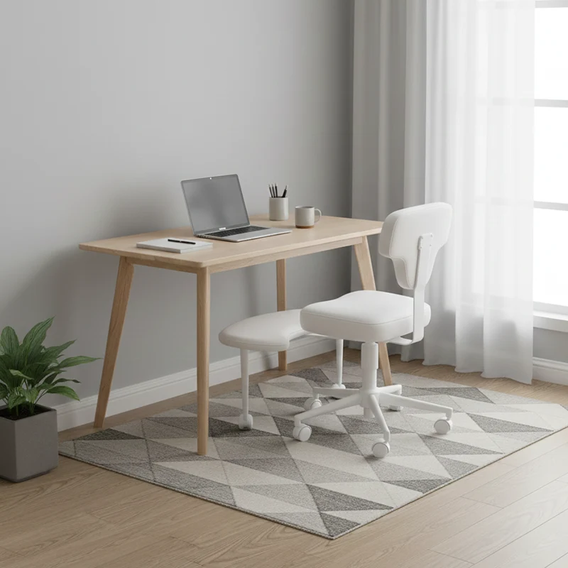 Modern Minimalist Non-Standard Shape PU Leather Sponge Multi-Layer Board Iron Plastic Desk Chair Backrest Adjustable Height Movable For Home Office