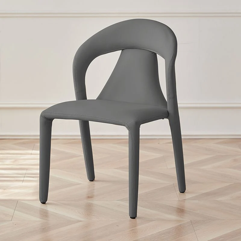Modern Minimalist Square Plastic Cat Scratch Leather Carbon Steel Dining Chair Backrest Armless For Dining Room & Kitchen
