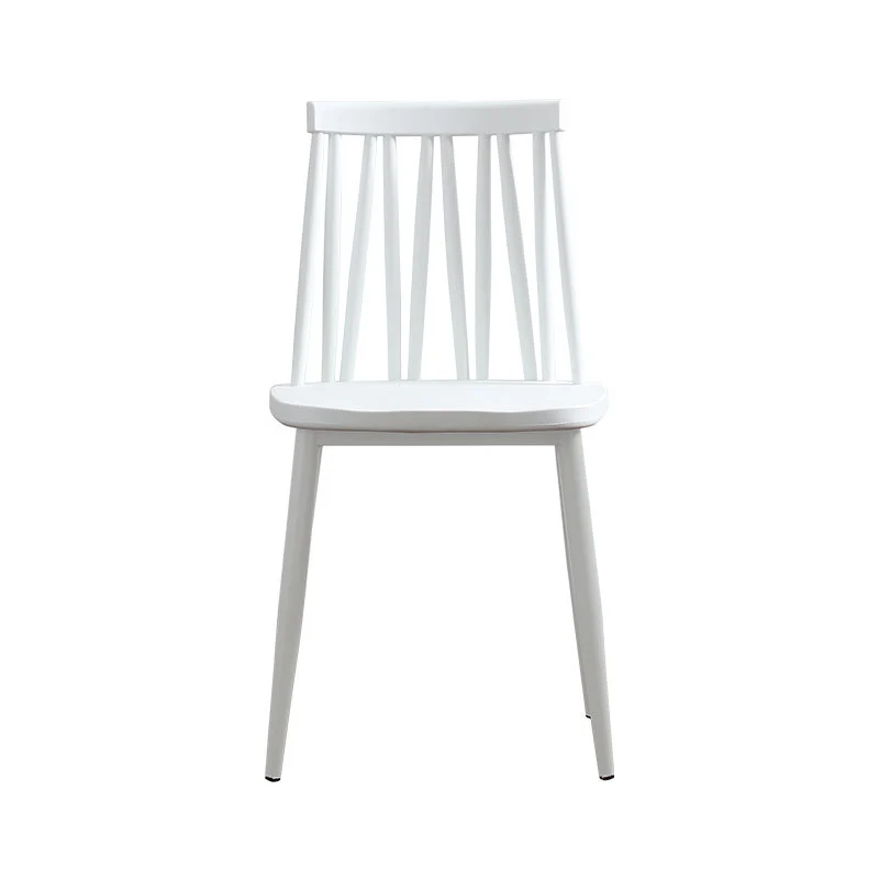 Modern Minimalist Square Rectangular Plastic Iron Dining Chair Backrest Armless For Dining Room & Kitchen