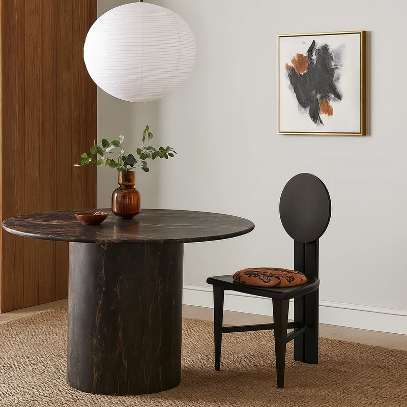 Contemporary Retro Trapezoid Velvet Oak Wood Dining Chair Backrest Armless For Dining Room & Kitchen