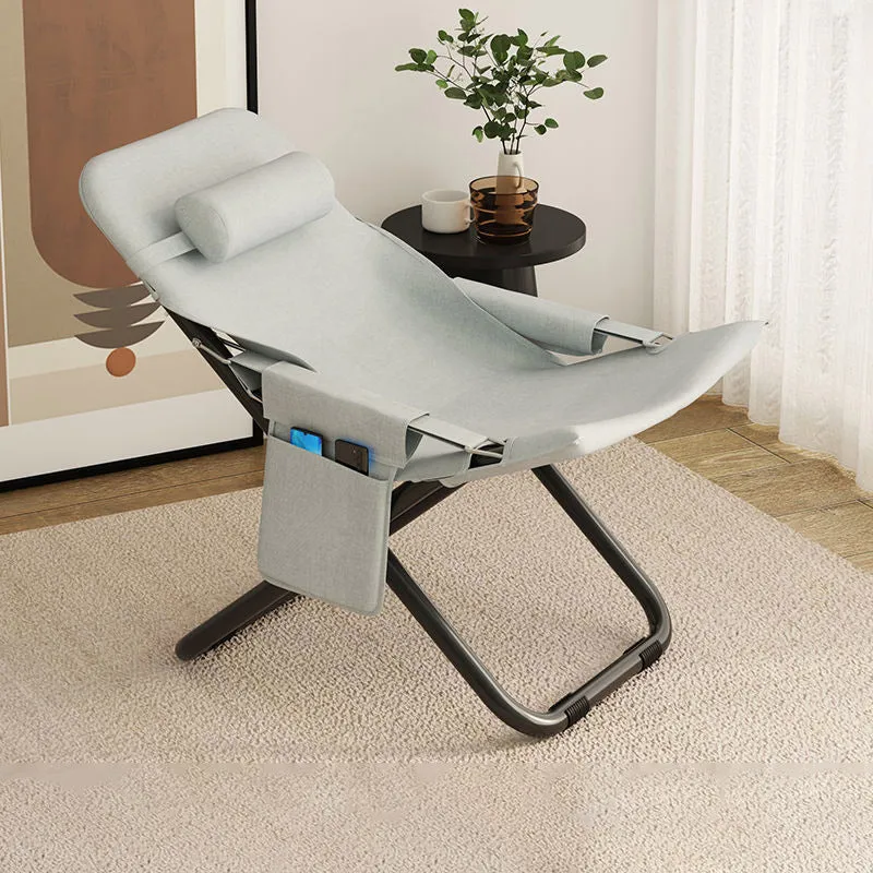 Modern Minimalist Oxford Fabric & Iron Rectangular Foldable Adjustable Accent Chair For Living Room