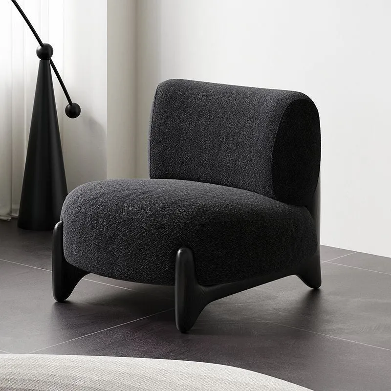 Contemporary Nordic Sherpa Fabric Solid Wood Rectangular Accent Chair Backrest Armless For Living Room