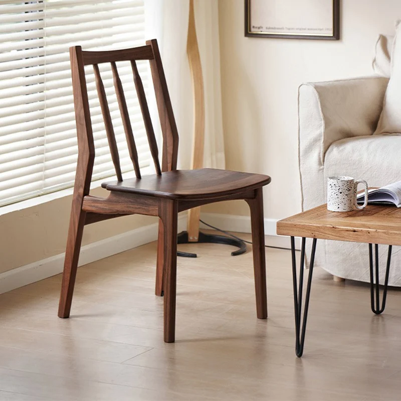 Contemporary Nordic Square-Cornered Solid Wood Dining Chair Backrest For Dining Room