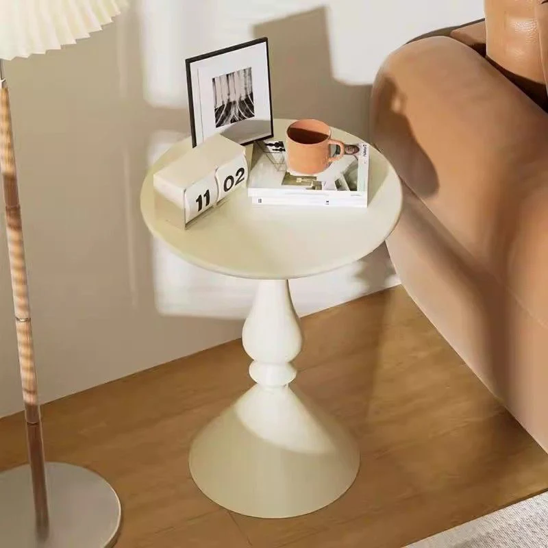 Modern Minimalist Round Wrought Iron End Table 1-Tier For Living Room