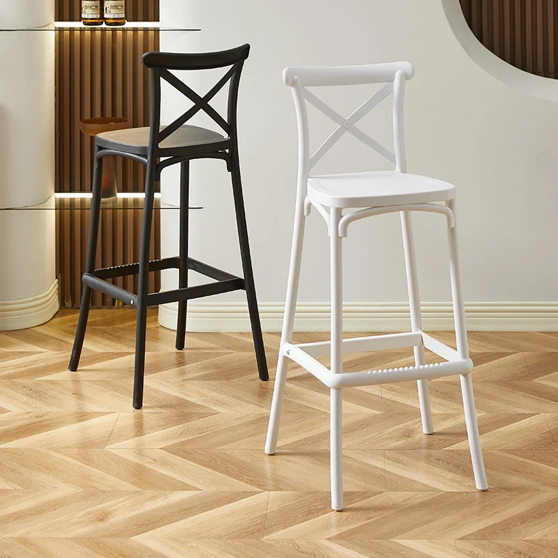 Modern Minimalist Square X Design PP Bar Stool Backrest For Dining Room & Kitchen