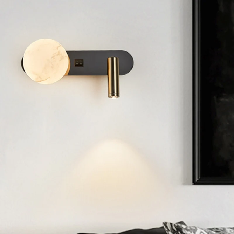 Modern Minimalist Round Aluminium Iron Jade Powder Acrylic 2-Light Wall Sconce Lamp For Bedroom