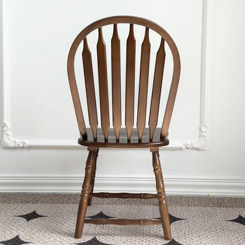 Modern Mid-Century Square Chinese Toon Wood Dining Chair Spindle Backrest For Dining Room