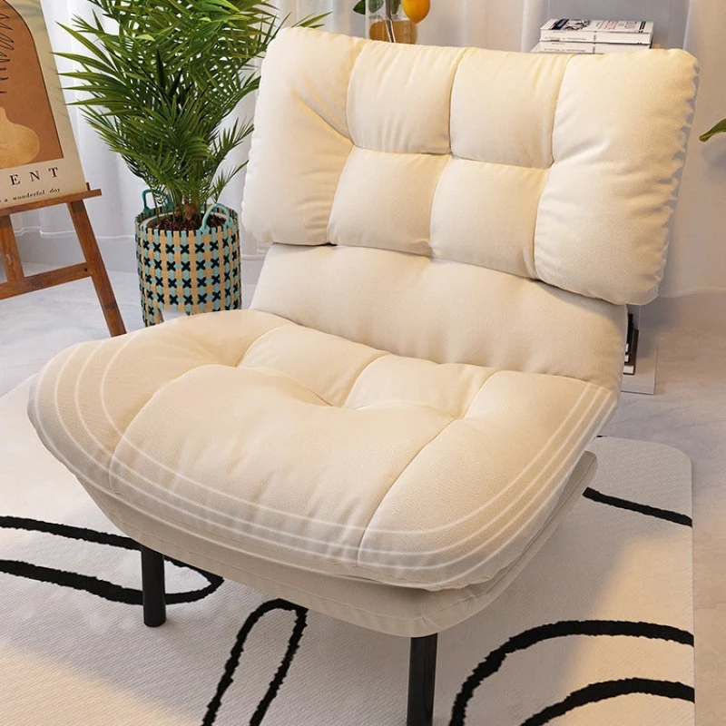 Modern Minimalist Synthetic Fabric Metal Grid Rectangle Accent Chair With Backrest For Living Room