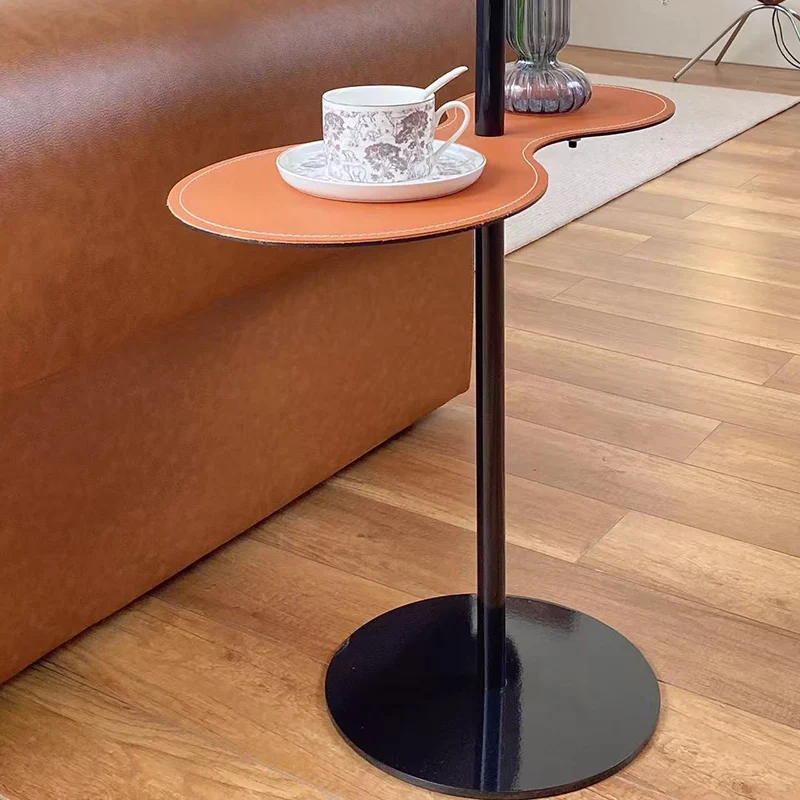 Traditional Chinese Marble Stainless Steel Oval End Table 1-Tier For Living Room