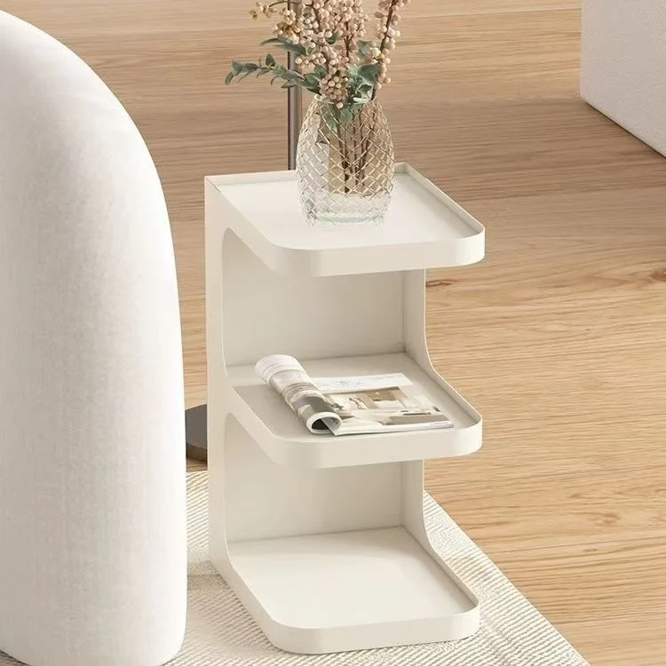 Contemporary Creative Iron E-Shaped Rectangular End Table 3-Tier For Living Room