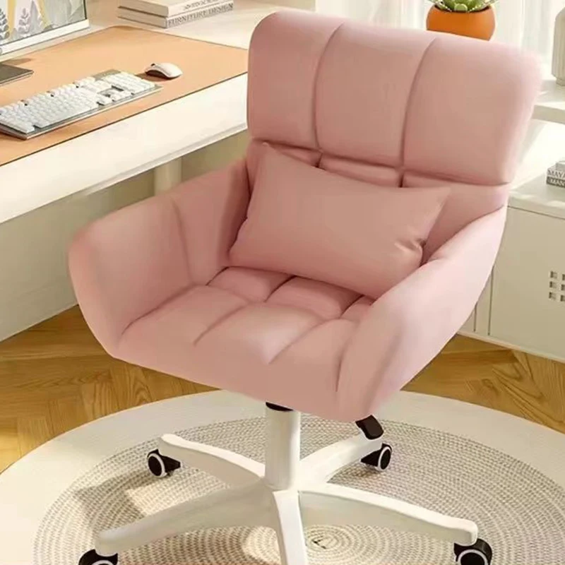 Modern Minimalist Velvet Carbon Steel Plaid Desk Chair With Backrest & Armrest For Home Office
