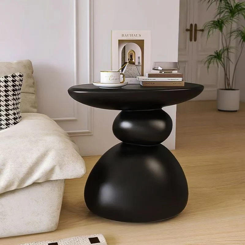 Contemporary Creative Resin Stone Oval End Table 1-Tier For Living Room