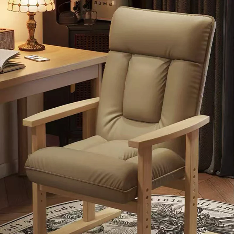 Modern Minimalist Faux Leather Solid Wood Rectangular Accent Chair With Adjustable Backrest Armrests For Living Room