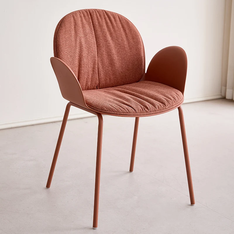 Contemporary Nordic Plastic Iron Cotton Linen Accent Chair Backrest Armrest For Living Room