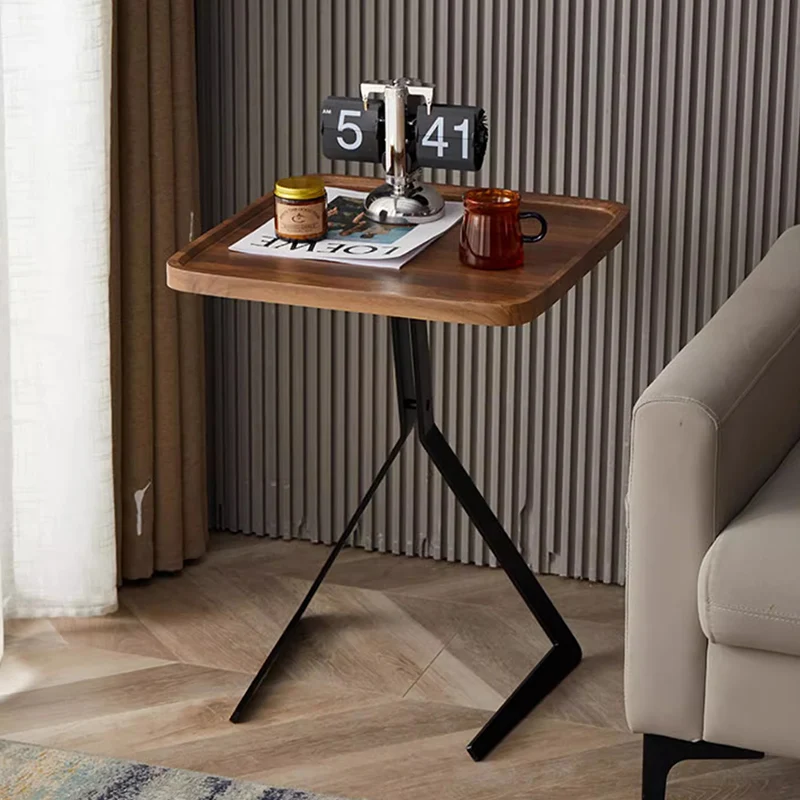 Contemporary Creative Engineered Wood Metal Square Y-Shape End Table 1-Tier For Living Room