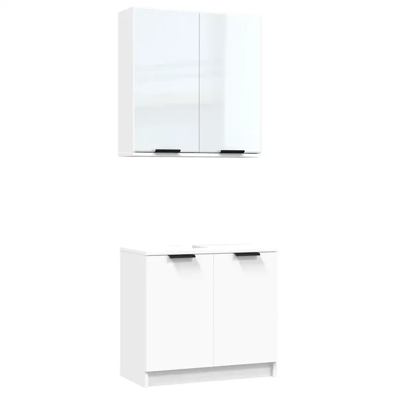 Lot de 2 meubles de salle de bain modernes rangement optimal 64 x 33 x 59 cm en bois d'ingénierie blanc 02_0055219