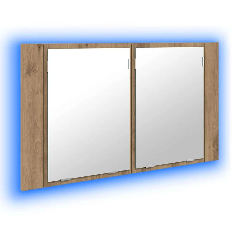 Armoire miroir salle de bain moderne avec étagères 80 x 12 x 45 cm en bois d'ingénierie chêne artisanal 02_0054529