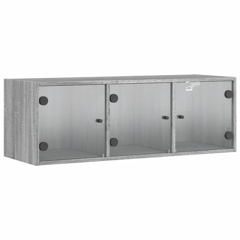 Armoire murale en bois sonoma gris 102 x 37 x 35 cm design élégante avec portes vitrées finition moderne 02_0049349