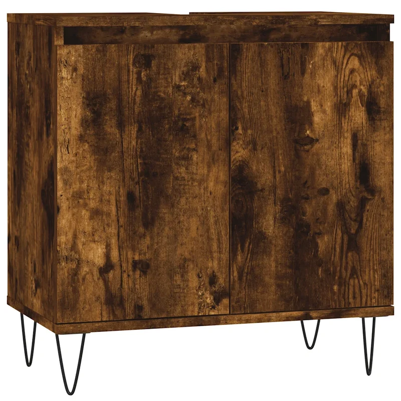 Armoire de bain chêne fumé 58 x 33 x 60 cm grand rangement design industriel en bois d'ingénierie chêne fumé 02_0049025