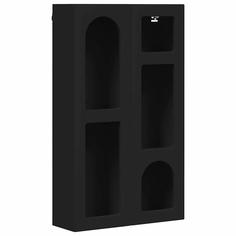 Armoire suspendue modernisée style minimaliste salle de bain 59 x 20 x 100 cm en bois d'ingénierie noir 02_0054792