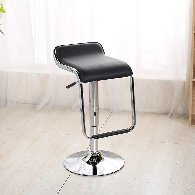 Contemporary Nordic Square PU Leather Metal Height Adjustable Swivel Bar Stool Footrest For Dining Room