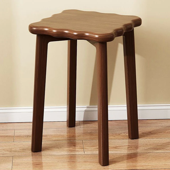 Contemporary Simplicity Square Biscuit Rubberwood Stackable Low Stool For Living Room
