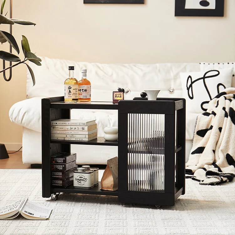 Modern Minimalist Solid Wood & Glass Rectangular End Table With 3 Tiers For Living Room