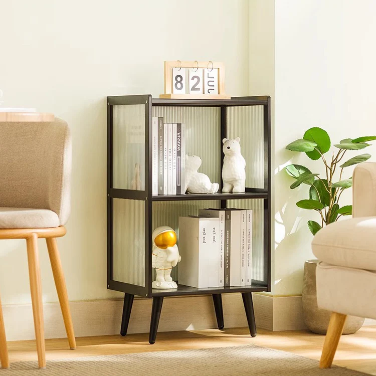 Modern Minimalist Bamboo Acrylic Rectangular Cylindrical End Table With 3/4/5 Tiers For Living Room