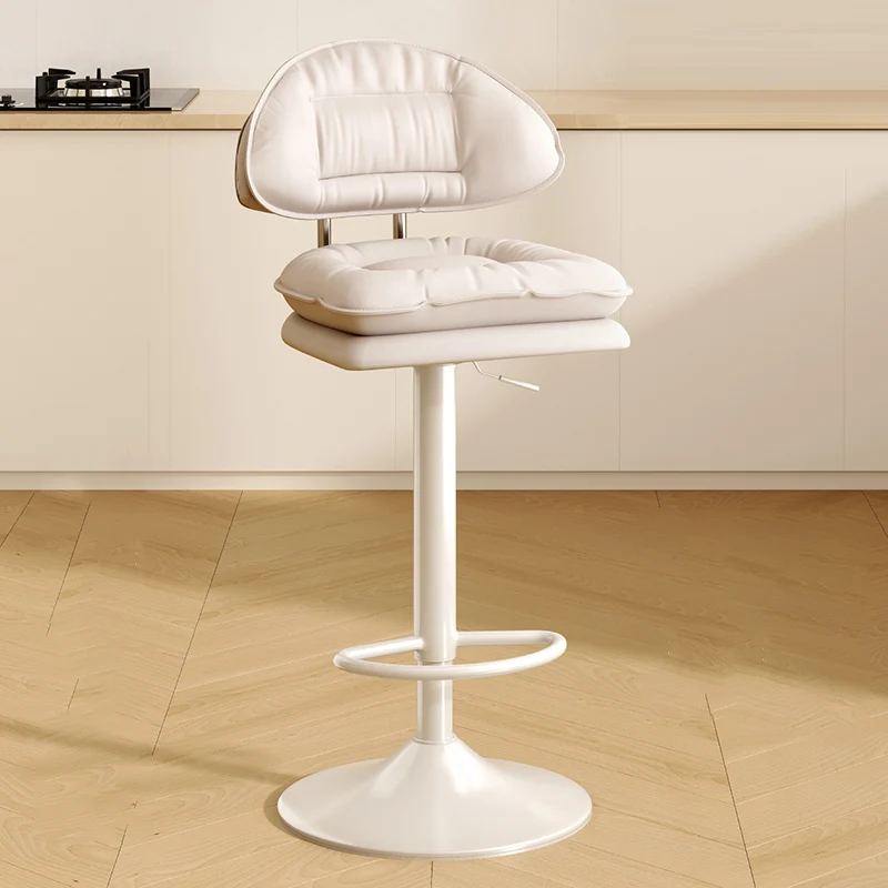 Modern Minimalist Upholstered PU Leather Metal Doll Cotton Sponge Bar Stool Backrest Armrest For Dining Room