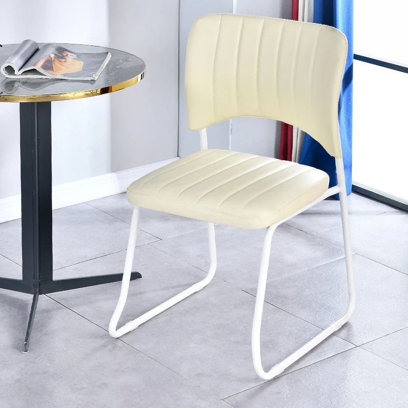 Contemporary Scandinavian Square PU Leather Carbon Steel Frame Stackable Vanity Stool Backrest For Bedroom