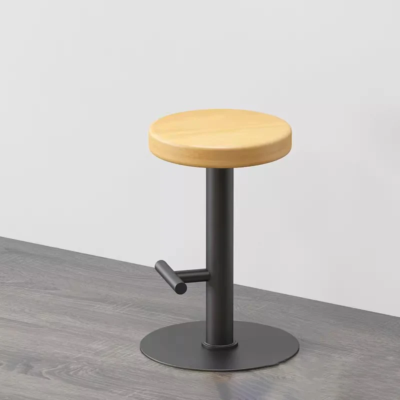 Modern Minimalist Round Pine Iron Bar Stool Backless Armless Footrest For Dining Room