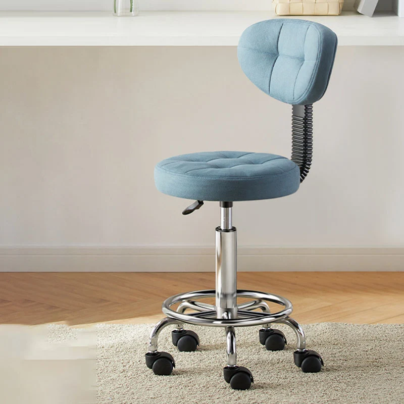 Contemporary Simplicity Round Faux Leather Metal Swivel Height Adjustable Bar Stool Backrest Footrest For Dining Room