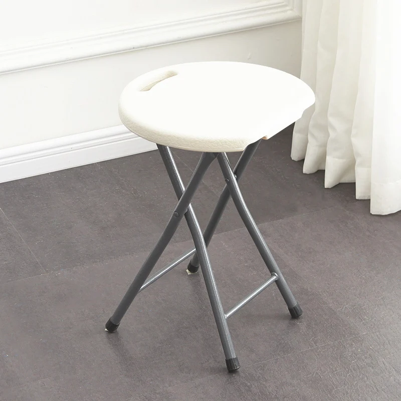 Modern Minimalist PP & Carbon Steel Matte Round Folding Dining Chair With Portable Design For Kitchen & Dining Room