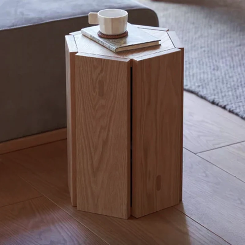 Modern Simplicity Solid Wood Hexagonal Honeycomb Low Stool With Stackable Design For Living Room