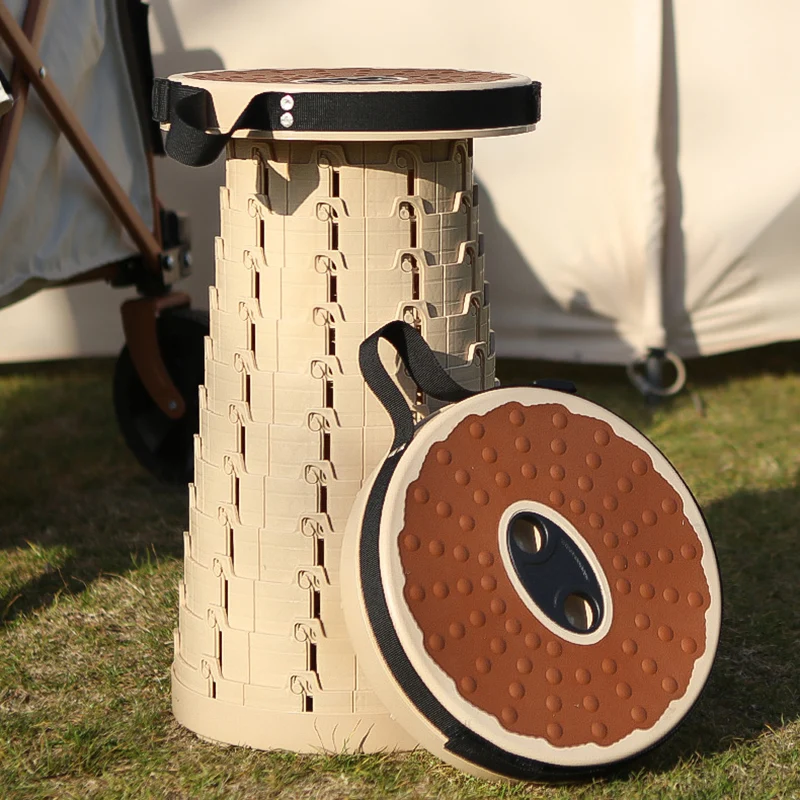 Contemporary Creative PP Round Textured Camping Low Stool With Adjustable Foldable Design For Outdoor Patio