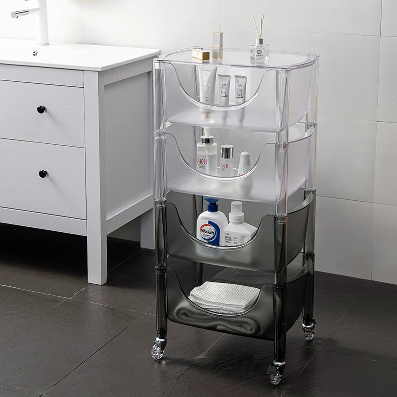 Contemporary Simplicity PC Rectangular End Table 4-Tier Rolling Cart For Living Room