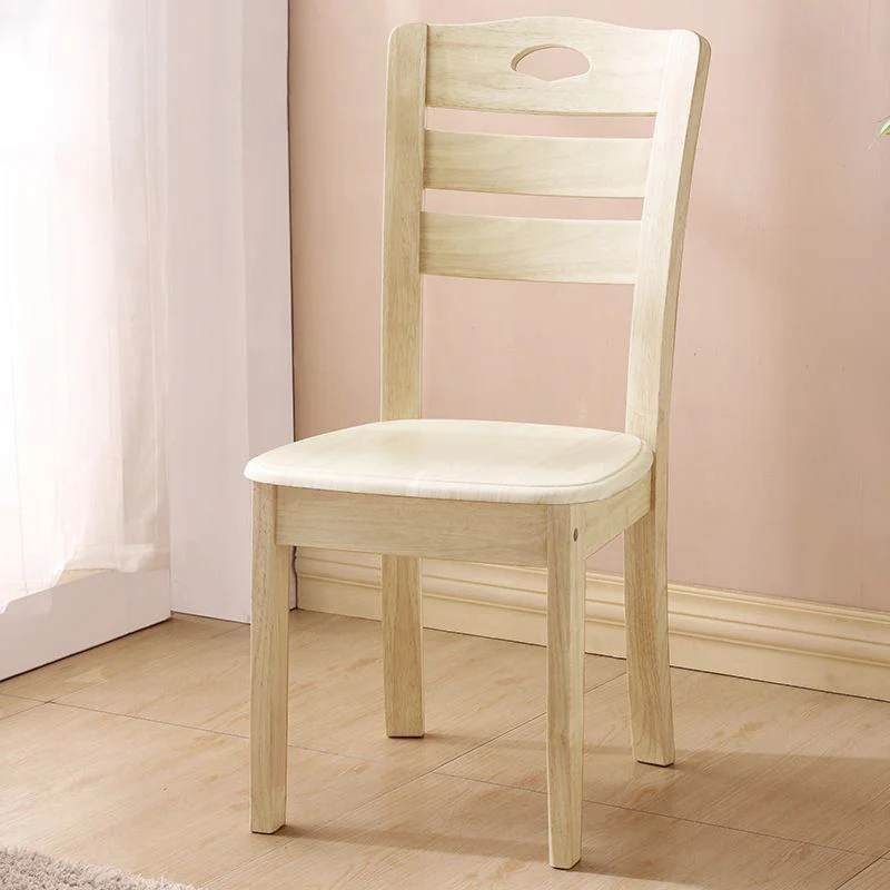 Modern Minimalist Square Rubberwood Dining Chair Backrest Armless For Living Room