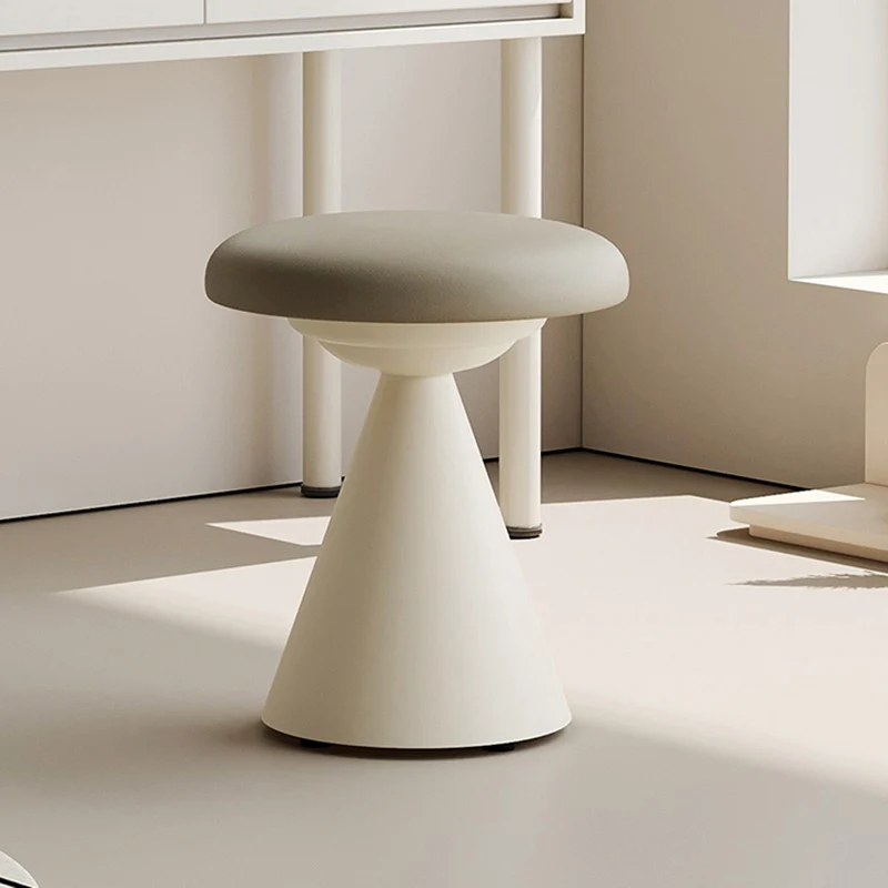 Modern Minimalist PU Leather & Iron Mushroom Cone Vanity Stool For Bedroom & Living Room