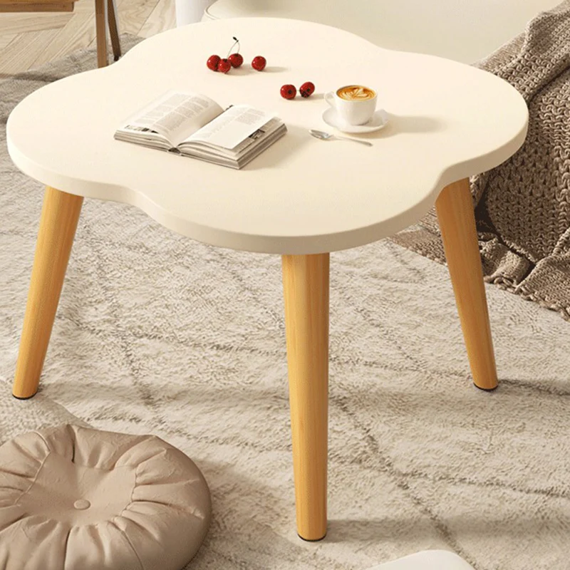 Modern Minimalist Engineered Wood Metal Clover-Shaped End Table 1-Tier For Living Room