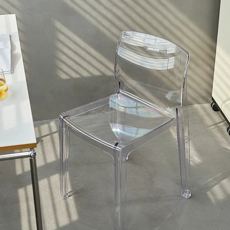 Contemporary Nordic Acrylic Square Dining Chair For Bedroom, Living Room And Dining Room