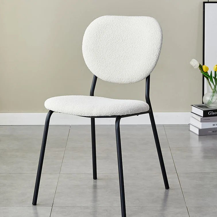 Contemporary Scandinavian Velvet Iron Rounded Dining Chair With Backrest For Living Room