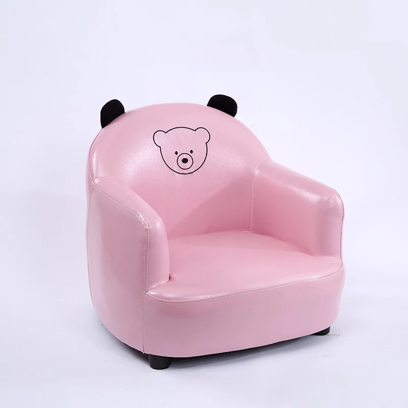Modern Art Deco Faux Oil-Waxed Leather Solid Wood Animal-Shaped Kids Accent Chair With Backrest & Armrests For Bedroom & Living Room