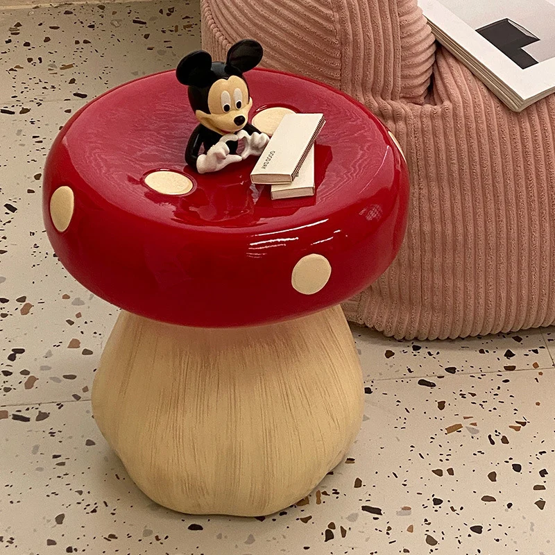 Modern Art Deco Resin Mushroom-Shaped Low Stool For Bedroom & Living Room