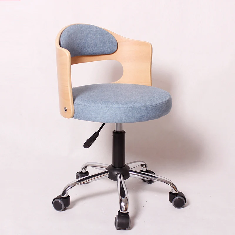 Modern Minimalist Cotton-Linen PU Leather Synthetic Fabric Iron Hollow Round Desk Chair With Backrest For Living Room